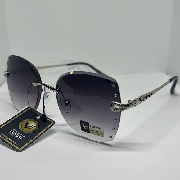 VG Women’s Rhinestone Rimless Bling Sunglasses - Picture 1 of 3